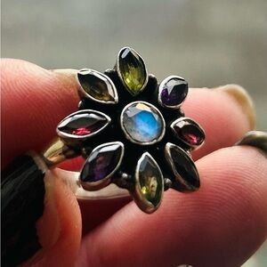 NICKY BUTLER 925 STERLING SILVER MULTI GEMSTONE RING SZ 6